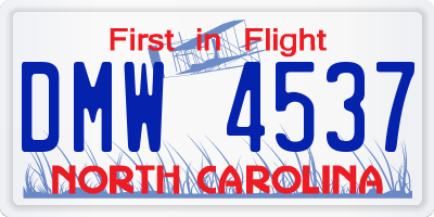 NC license plate DMW4537
