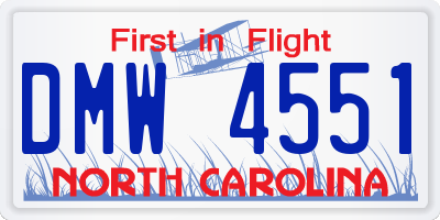 NC license plate DMW4551