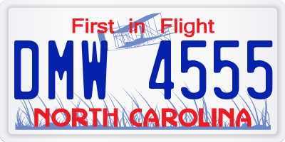 NC license plate DMW4555