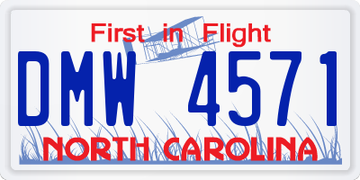 NC license plate DMW4571