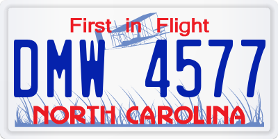 NC license plate DMW4577