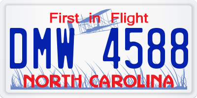 NC license plate DMW4588