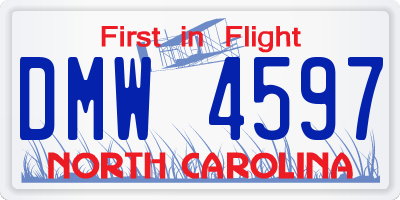 NC license plate DMW4597