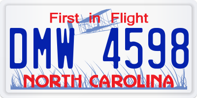 NC license plate DMW4598