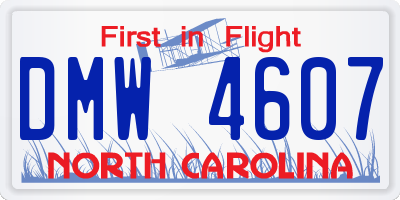NC license plate DMW4607