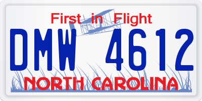 NC license plate DMW4612