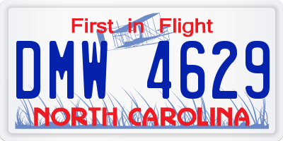NC license plate DMW4629