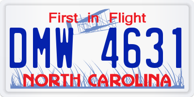 NC license plate DMW4631