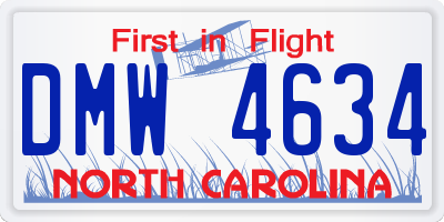 NC license plate DMW4634