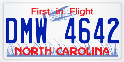 NC license plate DMW4642