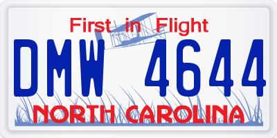 NC license plate DMW4644