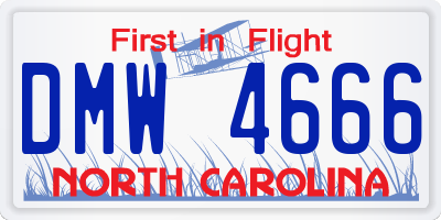 NC license plate DMW4666