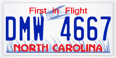 NC license plate DMW4667