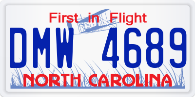 NC license plate DMW4689