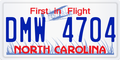 NC license plate DMW4704