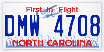 NC license plate DMW4708