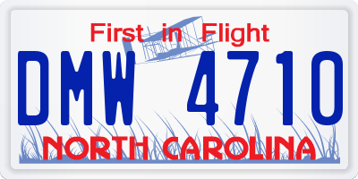 NC license plate DMW4710