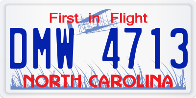 NC license plate DMW4713