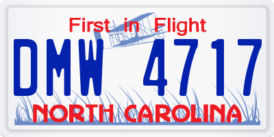 NC license plate DMW4717