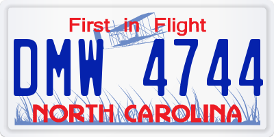 NC license plate DMW4744