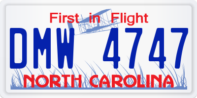 NC license plate DMW4747