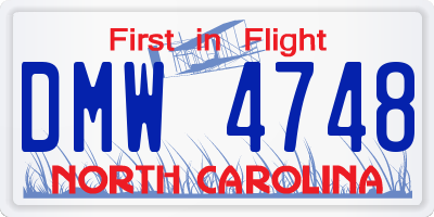 NC license plate DMW4748