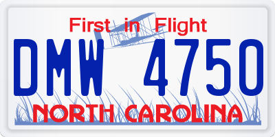 NC license plate DMW4750