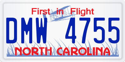 NC license plate DMW4755