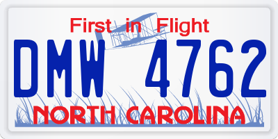 NC license plate DMW4762