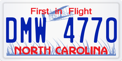 NC license plate DMW4770