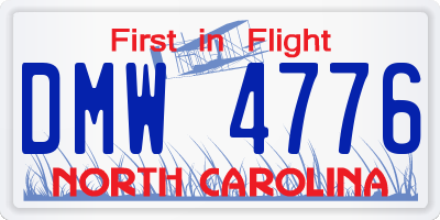 NC license plate DMW4776