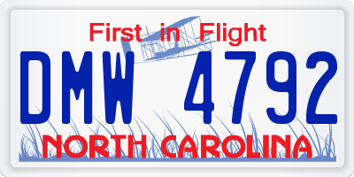 NC license plate DMW4792