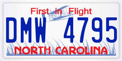 NC license plate DMW4795