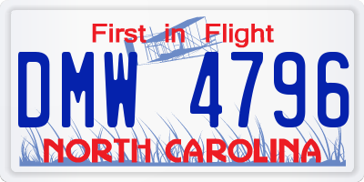 NC license plate DMW4796