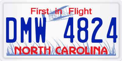 NC license plate DMW4824