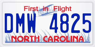 NC license plate DMW4825