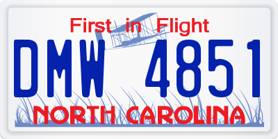 NC license plate DMW4851