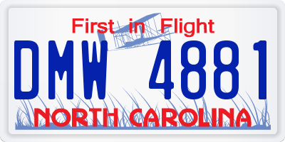 NC license plate DMW4881