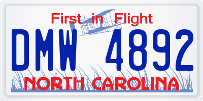 NC license plate DMW4892