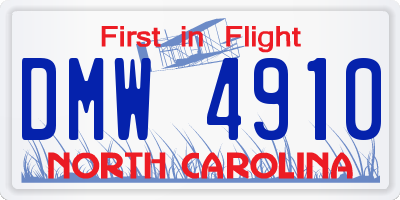 NC license plate DMW4910