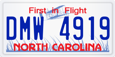 NC license plate DMW4919