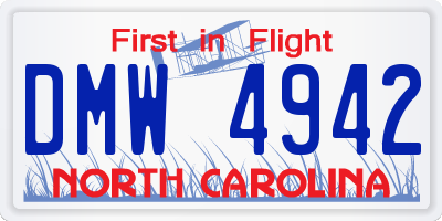 NC license plate DMW4942