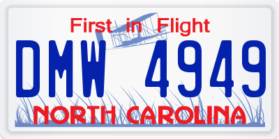 NC license plate DMW4949