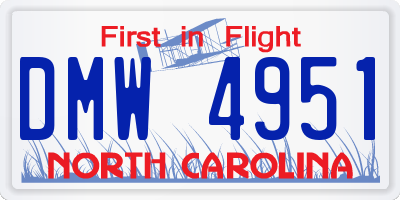 NC license plate DMW4951