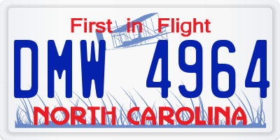 NC license plate DMW4964