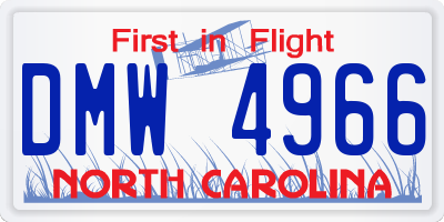 NC license plate DMW4966