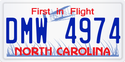 NC license plate DMW4974