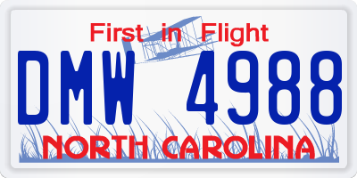 NC license plate DMW4988