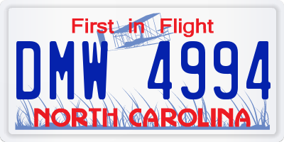 NC license plate DMW4994