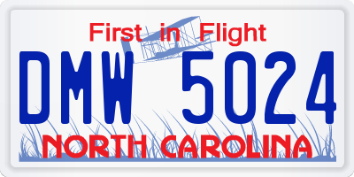 NC license plate DMW5024